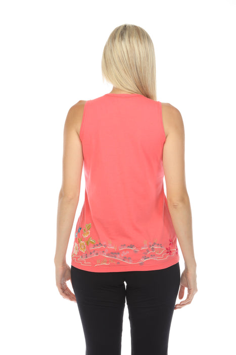 Johnny Was JWLA Celina Raw Edge V-Neck Tank Top Boho Chic J14924