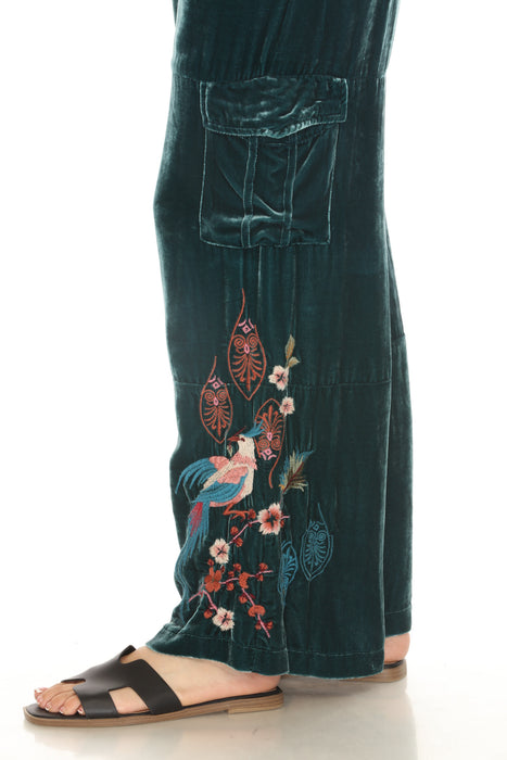 Johnny Was JWLA Embroidered Velvet Wide Leg Cargo Pants J68023