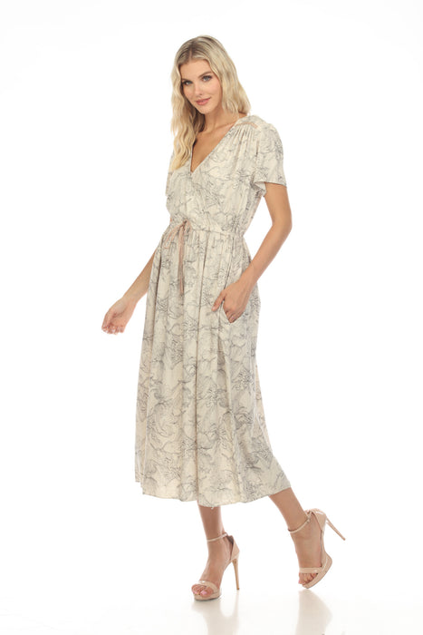 Johnny Was JWLA Etched Floral Wrap House Midi Dress Boho Chic J37323