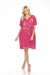 Johnny Was JWLA Style J36723 Fuchsia Maisie Easy Button Embroidered Tunic Dress Boho Chic