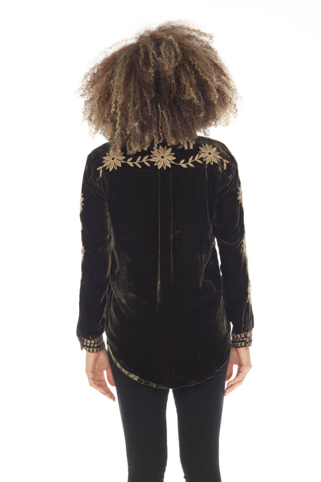 Johnny Was JWLA Georgina Velvet Embroidered Oversized Shirt Boho Chic J10723 *