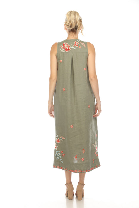 Johnny Was JWLA Green Andrean Linen Tank Dress Boho Chic J32324