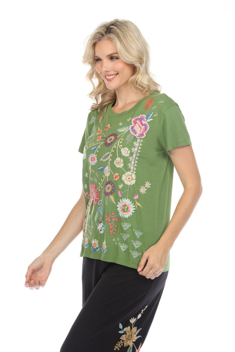 Johnny Was JWLA Griffin Embroidered Easy Fit Tee J10023 *