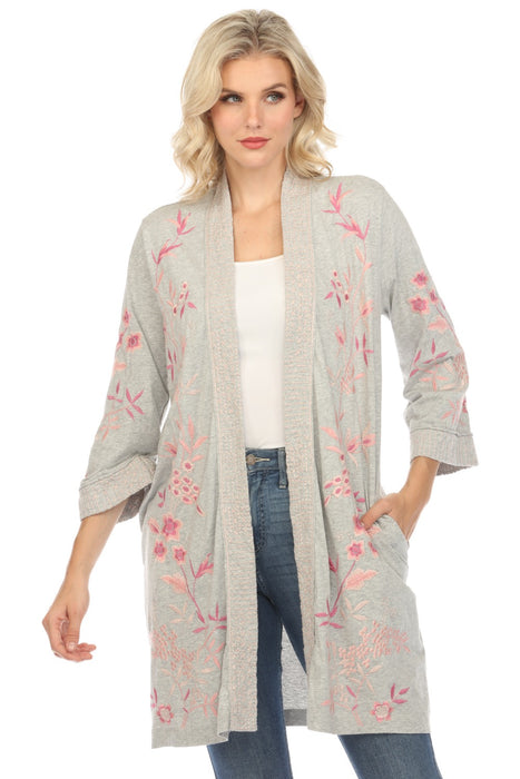 Johnny Was JWLA Style J17724 Grey Jersey Kimono Coat Boho Chic