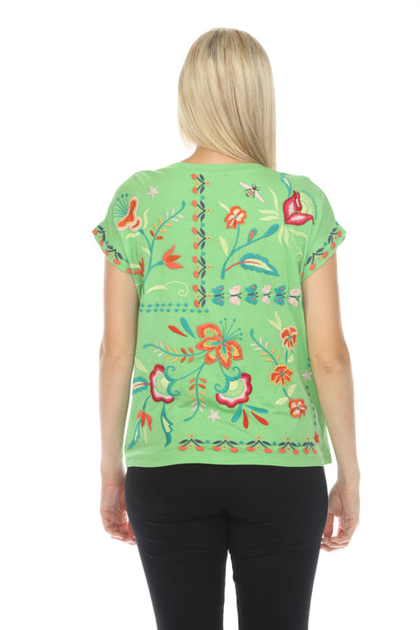 Johnny Was JWLA Averi Relaxed Embroidered Tee Boho Chic J13824 *