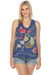 Johnny Was JWLA Style J14924 Midnight Blue Celina Raw Edge V-Neck Embroidered Tank Top Boho Chic