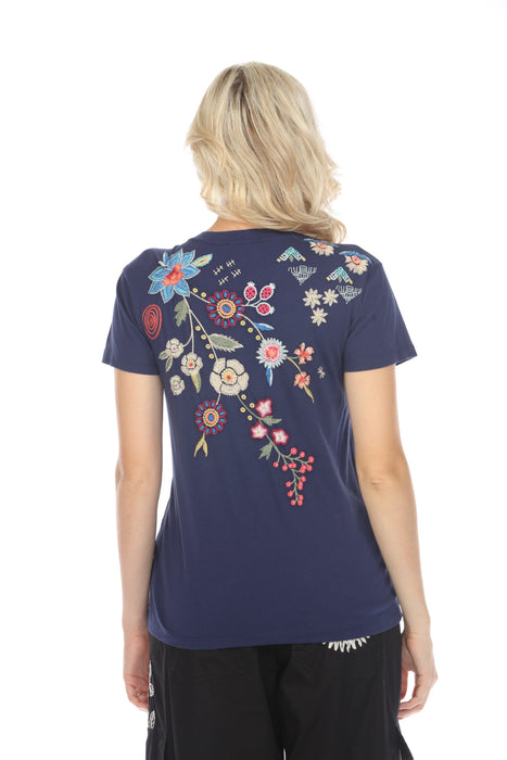 Johnny Was JWLA Griffin Embroidered Easy Fit Tee J10023 *