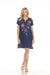 Johnny Was JWLA Style J36723 Navy Maisie Easy Button Embroidered Tunic Dress Boho Chic