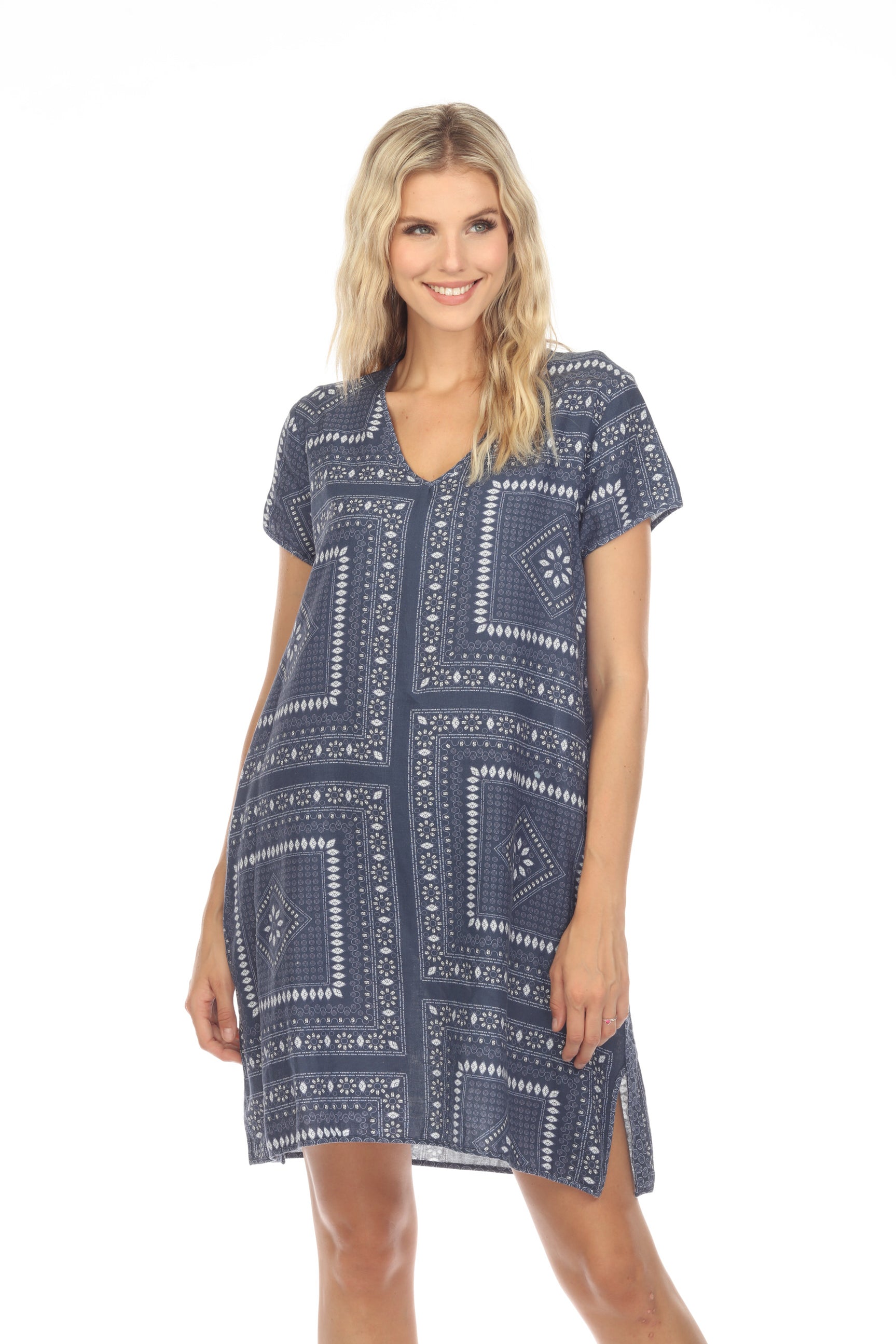 Johnny Was JWLA Patched Ikat Drape Tunic Dress Boho Chic J37423 ...