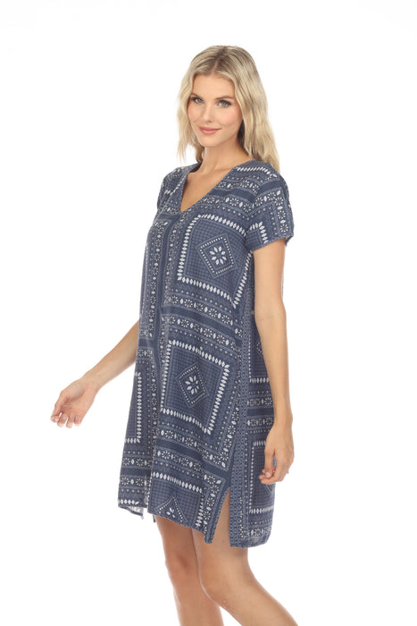 Johnny Was JWLA Patched Ikat Drape Tunic Dress Boho Chic J37423