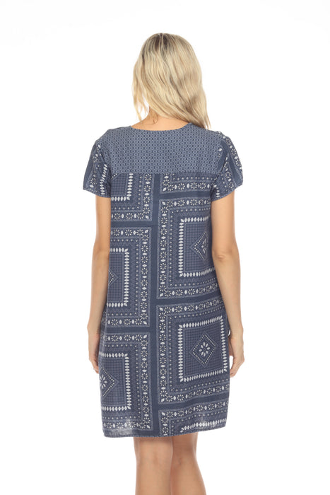 Johnny Was JWLA Patched Ikat Drape Tunic Dress Boho Chic J37423