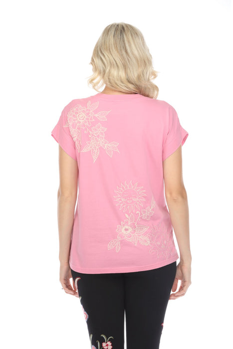 Johnny Was JWLA Addison Embroidered Relaxed Tee J12723 Boho Chic *