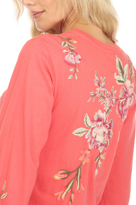 Johnny Was JWLA Vienna Embroidered Kimono Sleeve Tee Boho Chic J16023