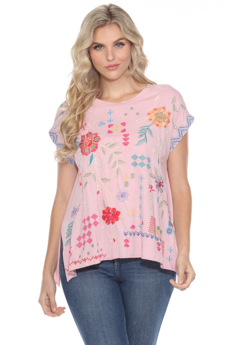 Johnny Was Katie Relaxed Drape Cotton Tee J13524 *