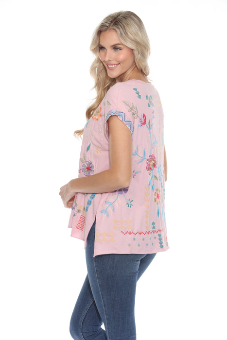 Johnny Was Katie Relaxed Drape Cotton Tee J13524 *