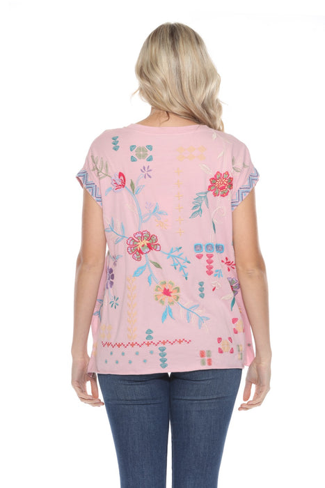 Johnny Was Katie Relaxed Drape Cotton Tee J13524 *