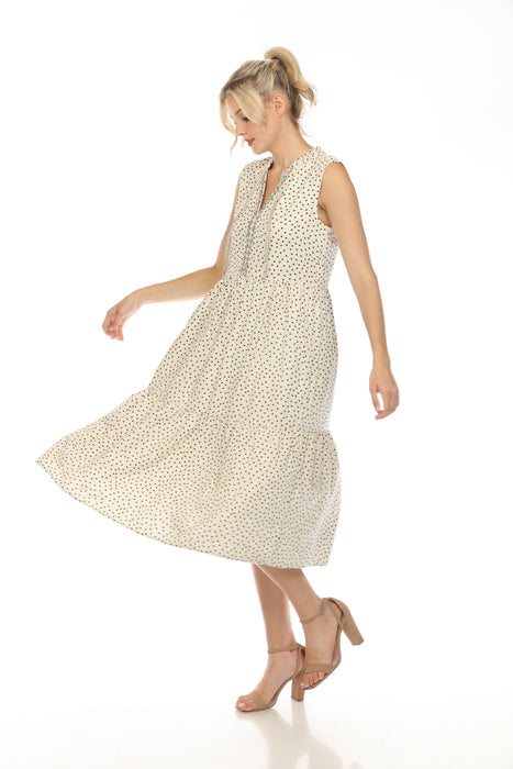 Johnny Was JWLA Polka Dot Sleeveless Tiered Dress Boho Chic J38423