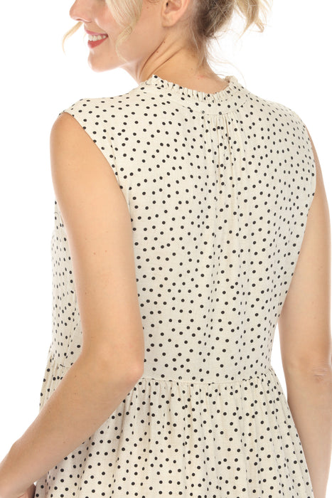 Johnny Was JWLA Polka Dot Sleeveless Tiered Dress Boho Chic J38423