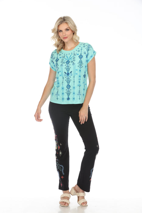 Johnny Was JWLA Taria Embroidered Relaxed Tee Boho Chic J14624