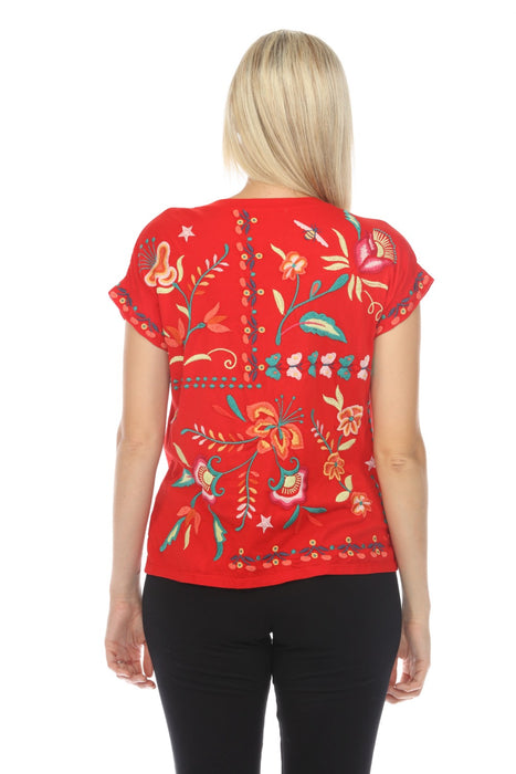 Johnny Was JWLA Averi Relaxed Embroidered Tee Boho Chic J13824 *