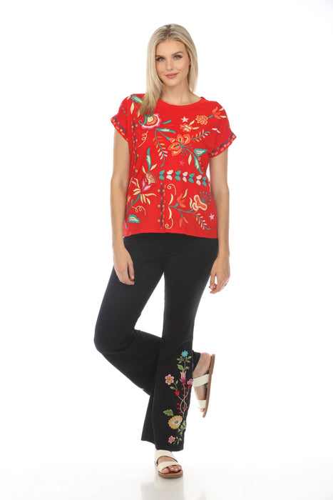 Johnny Was JWLA Averi Relaxed Embroidered Tee Boho Chic J13824 *