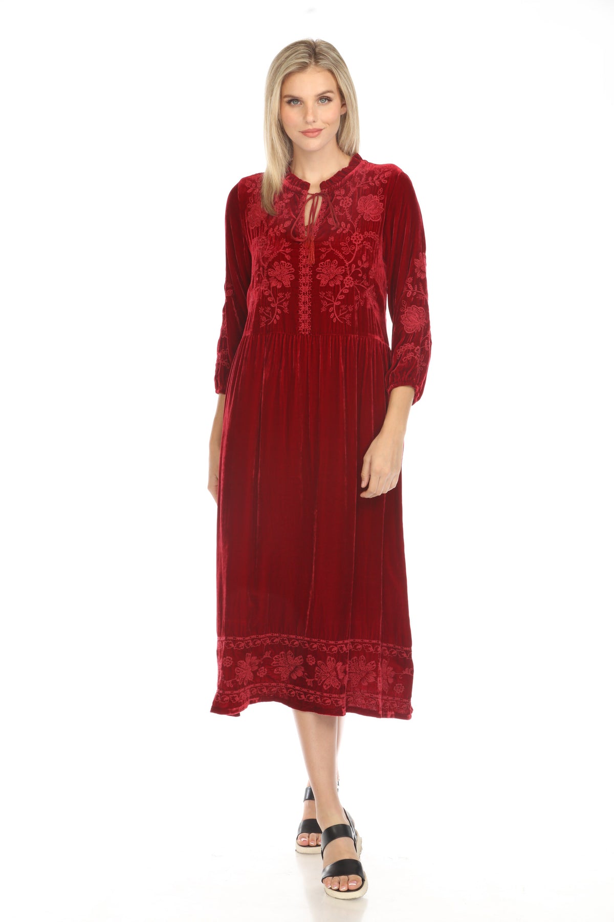 Johnny Was JWLA Nyomi Velvet Midi Field Dress J34624 AfterRetail