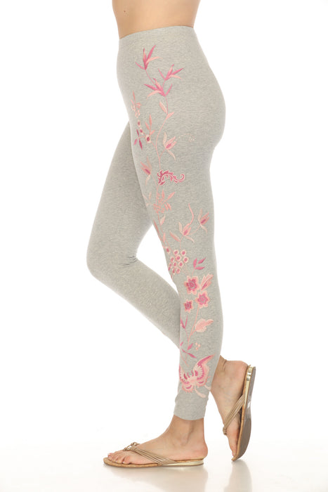 Johnny Was JWLA Grey Rosalyn Floral Embroidered Legging J60924