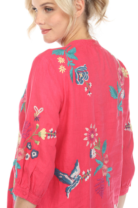 JWLA Johnny Was A outlet Rose by Any Other Name Embroidered Long Sleeve Top