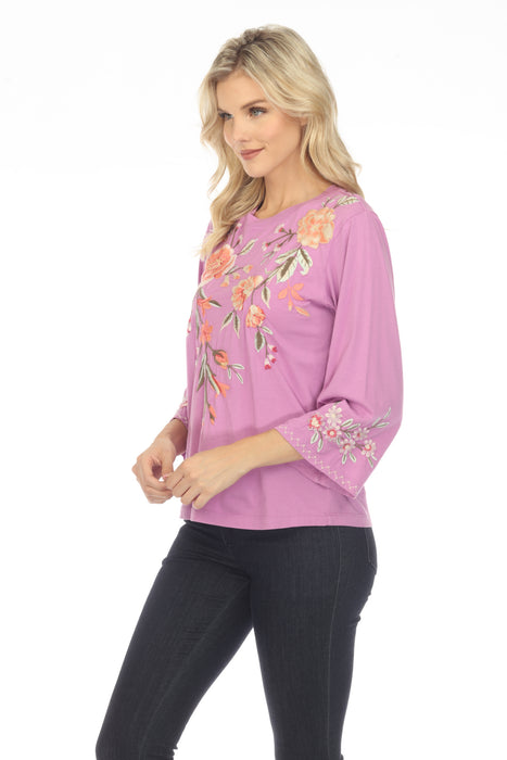 Johnny Was JWLA Vienna Embroidered Kimono Sleeve Tee Boho Chic J16023