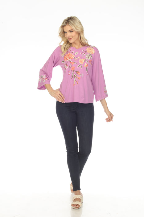 Johnny Was JWLA Vienna Embroidered Kimono Sleeve Tee Boho Chic J16023