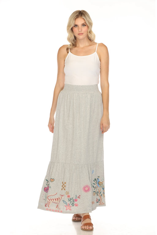 Johnny Was JWLA Style J72124 Grey Carmene Tiered Maxi Knit Skirt