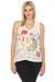 Johnny Was JWLA Style J14924 White Celina Raw Edge V-Neck Embroidered Tank Top Boho Chic