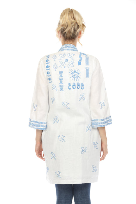 Johnny Was JWLA Linen Embroidered Kimono Boho Chic J40124