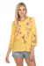 Johnny Was JWLA Style J15923 Yellow Maisie 3/4 Sleeve Button Front Tee Boho Chic