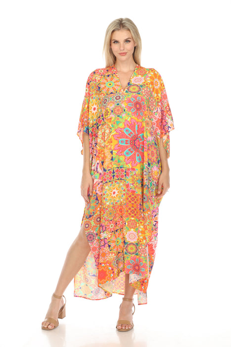 Johnny Was Style CSW5524-F Kaleida Swim Cover-Up Kaftan Dress Boho Chic