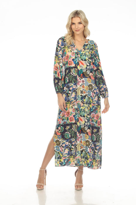 Johnny Was Style CSW0423-F Layla Puff Sleeve Swim Cover-Up Maxi Dress Boho Chic