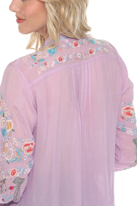 Johnny Was Light Purple Auroria Embroidered Blouse C11024