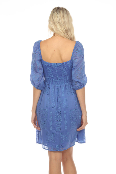 Johnny Was Love Ella Eyelet Embroidered Mini Dress Boho Chic L36423