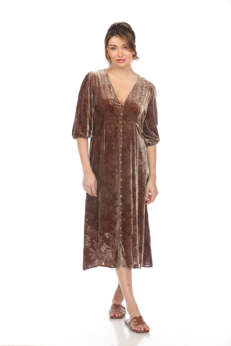 Johnny Was Love Style L34123 Chocolate Natalia Silk Midi Dress Boho Chic