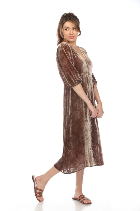 Johnny Was Love Natalia Silk Velvet Midi Dress Boho Chic L34123