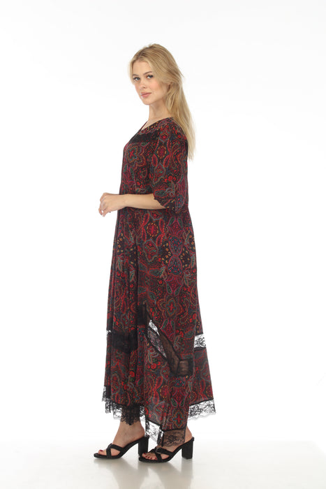 Johnny Was Love Dame Paisley Lace Insert Midi Dress Boho Chic L38322-O