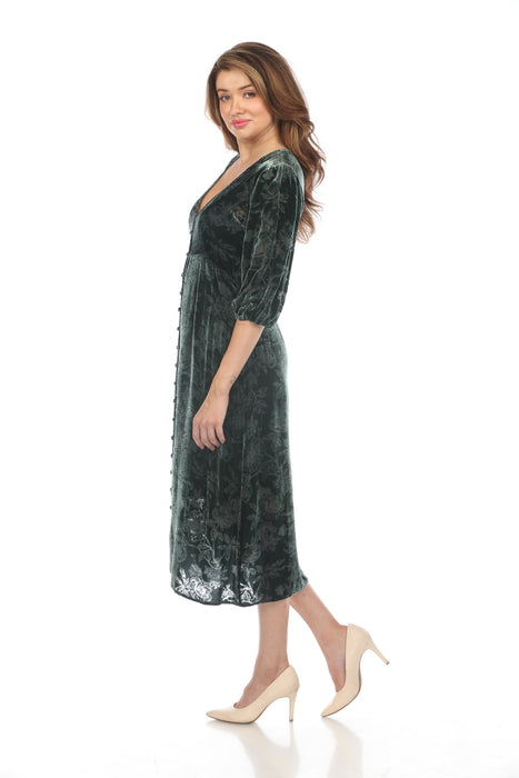 Johnny Was Love Natalia Silk Velvet Midi Dress Boho Chic L34123