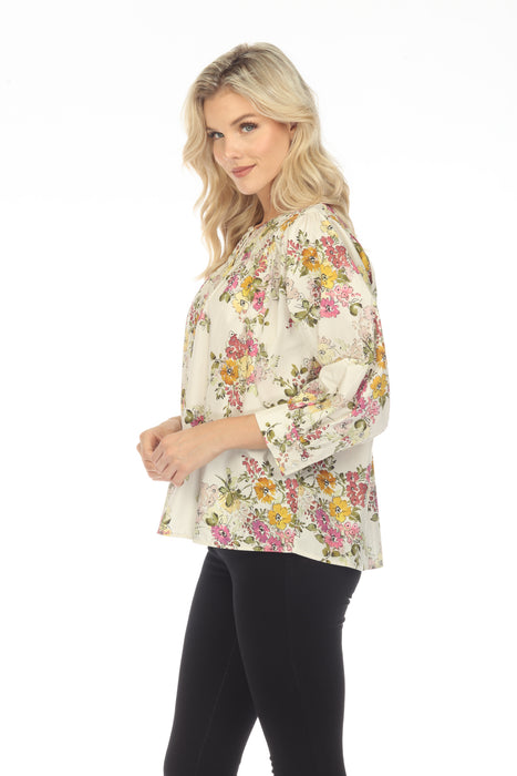 Johnny Was Jade Love Isabella Floral 3/4 Sleeve Blouse Boho Chic L14523