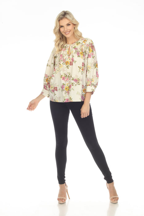 Johnny Was Jade Love Isabella Floral 3/4 Sleeve Blouse Boho Chic L14523