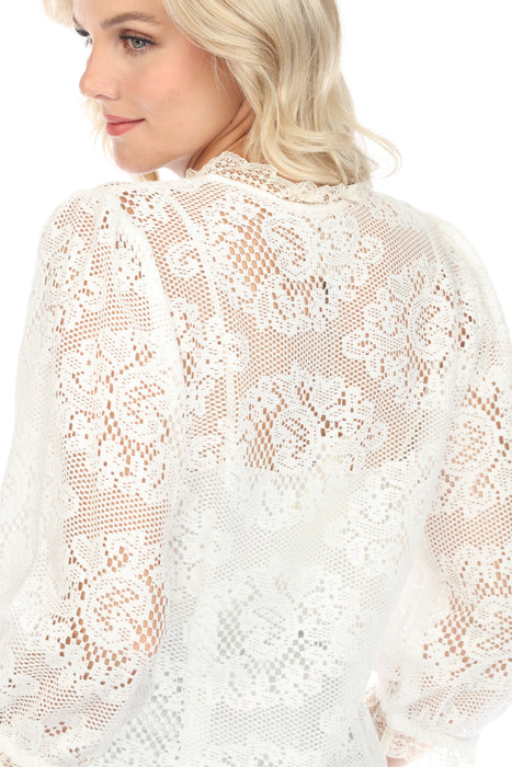 Johnny Was Love Natural Betty Floral Lace Blouse Boho Chic L18323