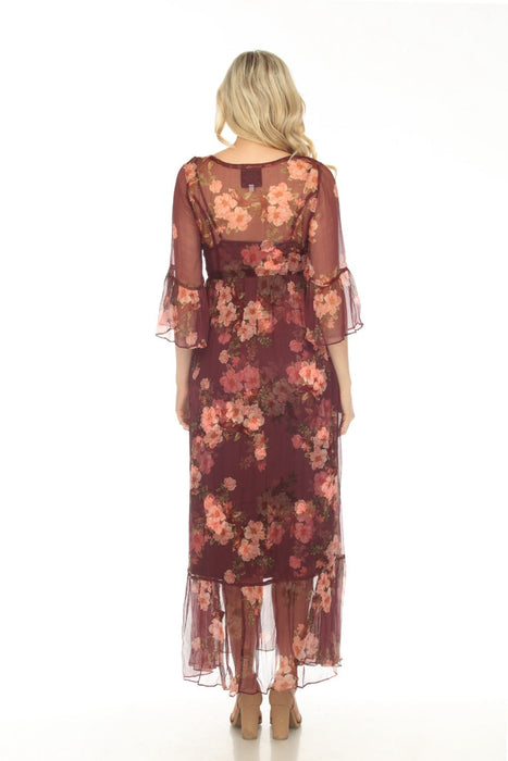 Johnny Was Love Winonna Silk Floral Maxi Slip Dress Boho Petite Size L34523-9P