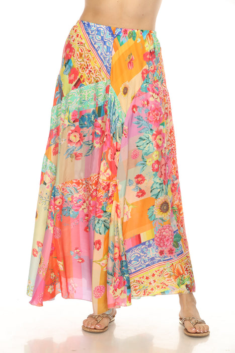 Johnny Was Style C71724 Luennah Lubella Floral Silk Maxi Skirt