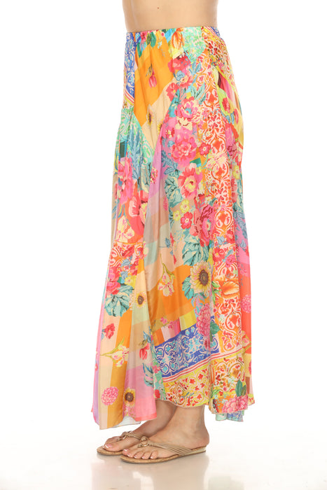 Johnny Was Luennah Lubella Floral Silk Maxi Skirt C71724