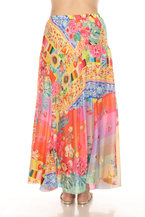 Johnny Was Luennah Lubella Floral Silk Maxi Skirt C71724