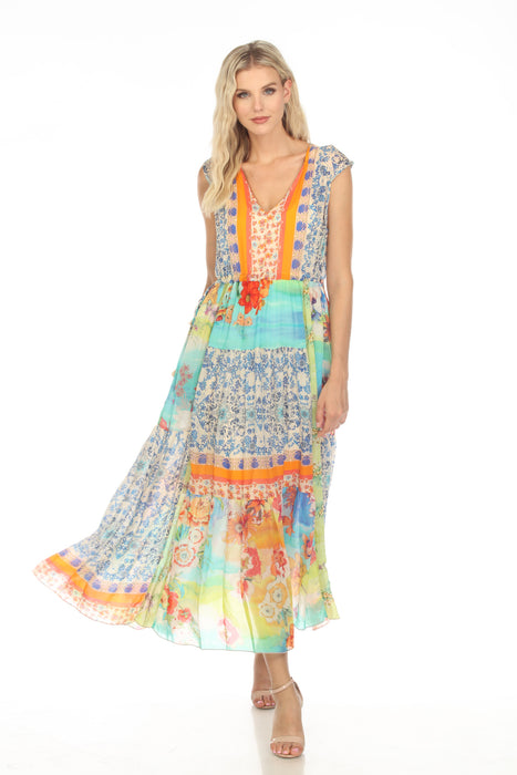 Johnny Was Lylarae Natania Patchwork Maxi Slip Dress Boho Chic C37323B4